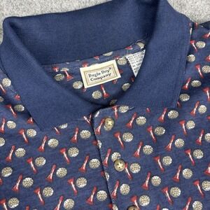 Vintage Bugle Boy Polo Shirt Mens Medium NWT Blue Golf Tee All Over Print 90's